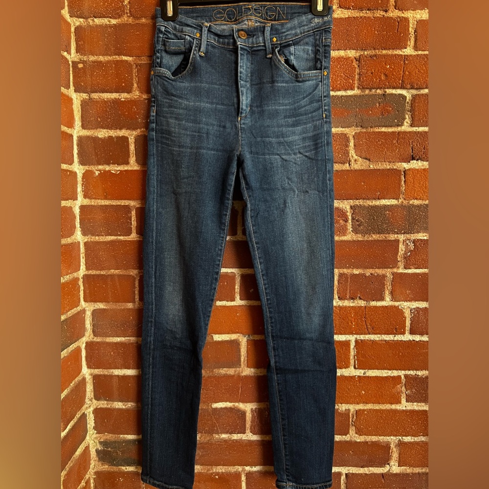 GOLDSIGN Virtual Medium Wash Skinny Ankle Denim Jeans